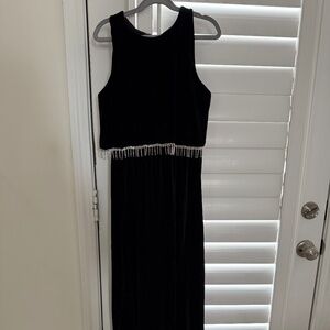 Girls Velvet Embellished Jumpsuit